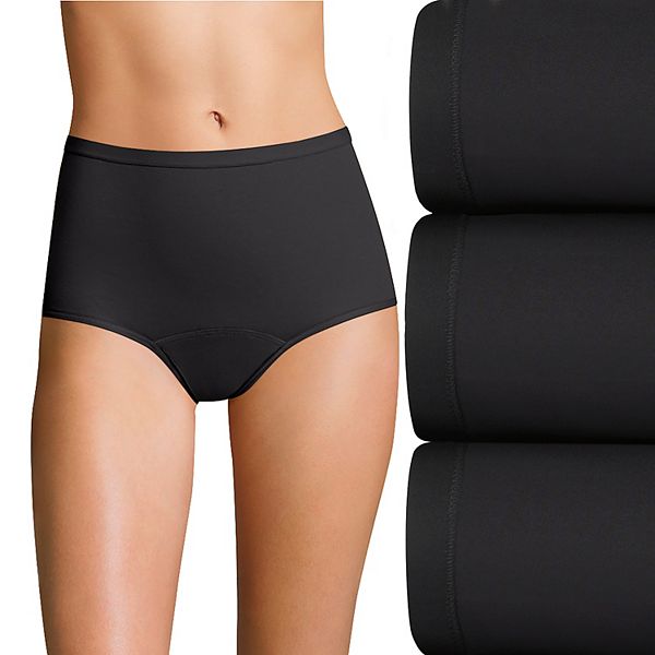 Hanes Womens Fresh and Dry Leak Protection Liner Brief 3-Pack, 6