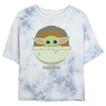 Juniors' Star Wars: The Mandalorian The Child Bassinet Portrait Wash Crop Tee