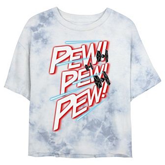 Juniors' Star Wars TIE Fighter "Pew! Pew! Pew!" Wash Crop Tee
