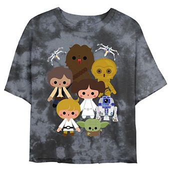 Juniors' Star Wars Cute Kawaii Style Heroes Wash Crop Tee