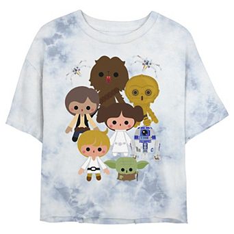 Juniors' Star Wars Cute Kawaii Style Heroes Wash Crop Tee