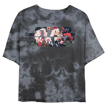 Juniors' Star Wars: Antique Flower Logo Wash Graphic Crop Tee