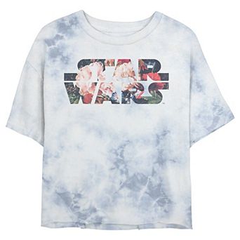Juniors' Star Wars: Antique Flower Logo Wash Graphic Crop Tee
