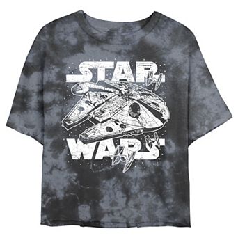 Juniors' Star Wars: Initiating Hyperdrive Logo Wash Graphic Crop Tee