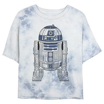 Juniors' Star Wars: R2-D2 Outline Wash Graphic Crop Tee