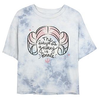 Juniors' Star Wars: Princess Leia Quote Wash Graphic Crop Tee