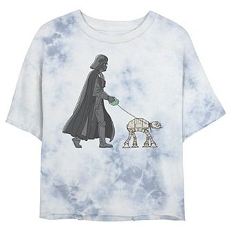 Juniors' Star Wars: Darth Vader AT-AT Walker Wash Graphic Crop Tee