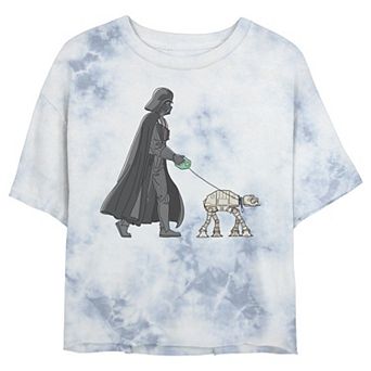Juniors' Star Wars: Darth Vader AT-AT Walker Wash Graphic Crop Tee