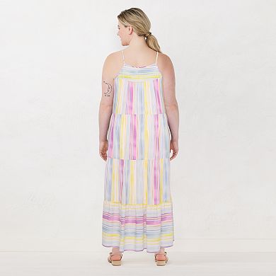Plus Size LC Lauren Conrad Crochet-Yoke Tiered Maxi Dress
