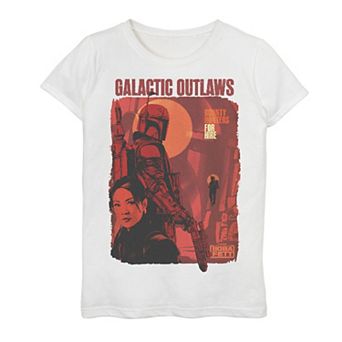 Girls 7-16 Star Wars The Book Of Boba Fett Galactic Outlaws Red Hue Poster Graphic Tee