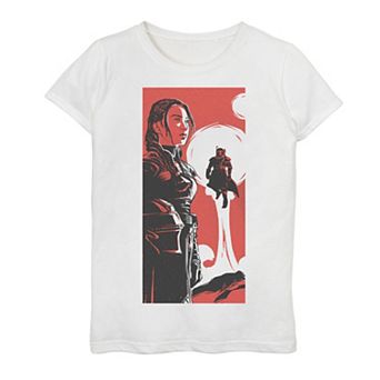 Girls 7-16 Star Wars The Book Of Boba Fett Fennec And Boba Red Hue Poster Graphic Tee