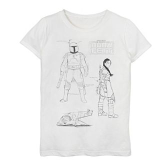 Girls 7-16 Star Wars The Book Of Boba Fett Line Art Collage Graphic Tee