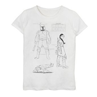 Girls 7-16 Star Wars The Book Of Boba Fett Line Art Collage Graphic Tee
