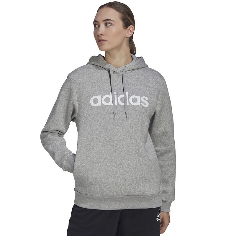 Womens adidas Essentials Linear Oversized Fleece Hoodie, Size: XS, Med Gre