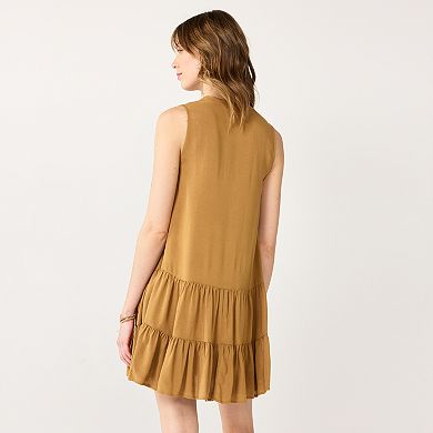 Women's Nine West Button-Front Tiered Drop-Waist Dress