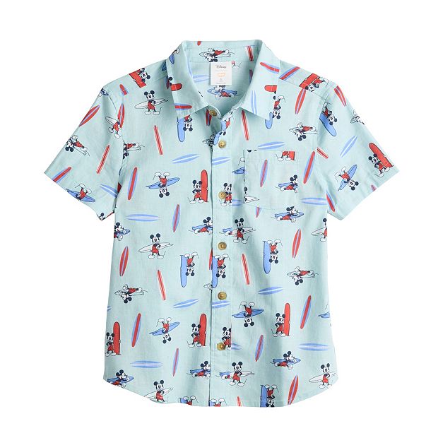 New York Yankees Mickey Mouse Short Sleeve Button Up Tropical