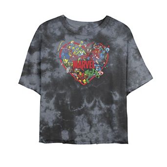 Juniors' Marvel Superhero Heart Tee