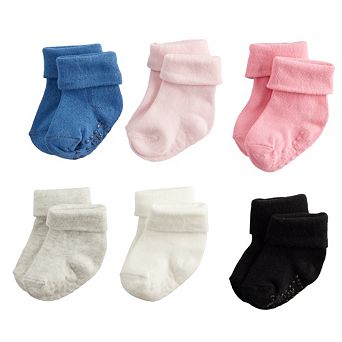 Baby & Toddler Girl Jumping Beans® 6-Pack Foldover Cuff Solid Grip Socks