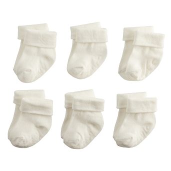 Baby & Toddler Jumping Beans® 6-Pack White Foldover Cuff Grip Socks