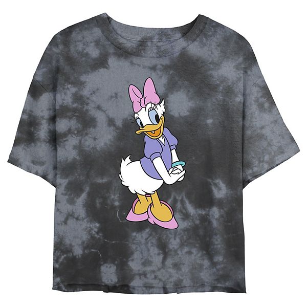 Juniors Disney Daisy Duck Traditional Pose Wash Crop Tee