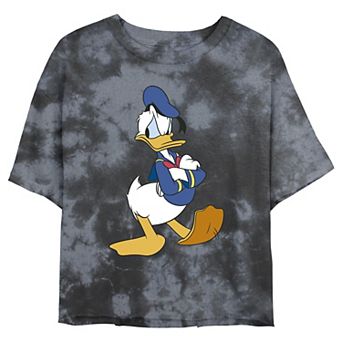 Juniors' Disney Donald Duck Traditional Pose Wash Crop Tee