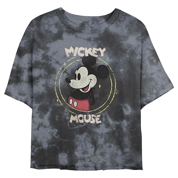 Juniors' Disney Mickey Mouse & Friends Portrait Wash Crop Tee