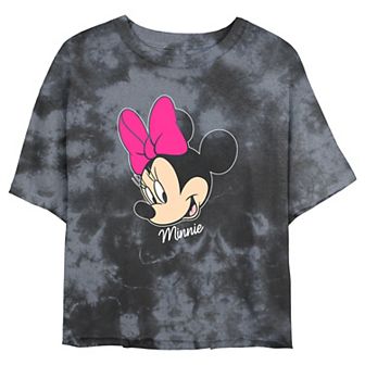 Disney's Minnie Mouse Juniors' Face Portrait Smile Wash Crop Tee