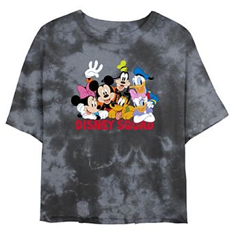 Juniors' Disney Mickey Mouse & Friends Disney Squad Wash Crop Tee