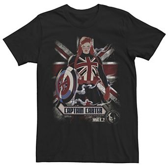 Men's Marvel What If Captain Carter Flag Poster Tee