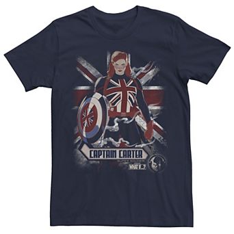 Men's Marvel What If Captain Carter Flag Poster Tee