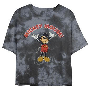 Juniors' Disney Mickey Mouse & Friends Mickey Retro Wash Crop Tee