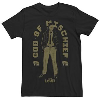 Men's Marvel Loki God Of Mischief Gold Hue Stamp Tee