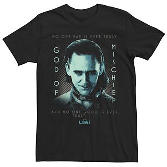 Men's Marvel Loki God Of Mischief Blue Hue Poster Tee