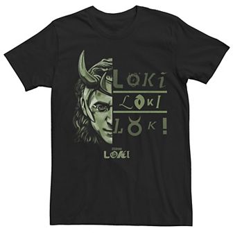 Men's Marvel Loki Split Portrait Logo Tee