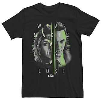 Men's Marvel Loki And Silvie What Makes A Loki A Loki Split Portrait Tee