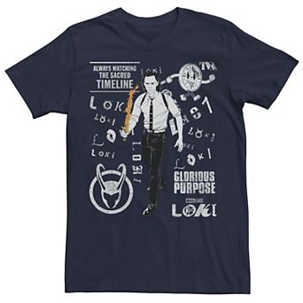 Men's Marvel Loki Glorious Purpose Collage Stamp Tee