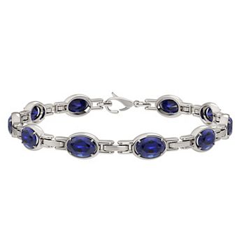 Sterling Silver Lab-Created Sapphire Bracelet