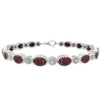 Sterling Silver Lab-Created Ruby & Lab-Created White Sapphire Bracelet