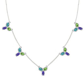 Sterling Silver Blue Topaz, Peridot & Amethyst Station Necklace