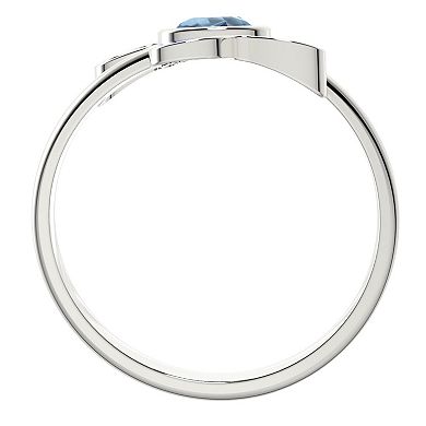 Sterling Silver Blue Topaz Enamel Flower Ring