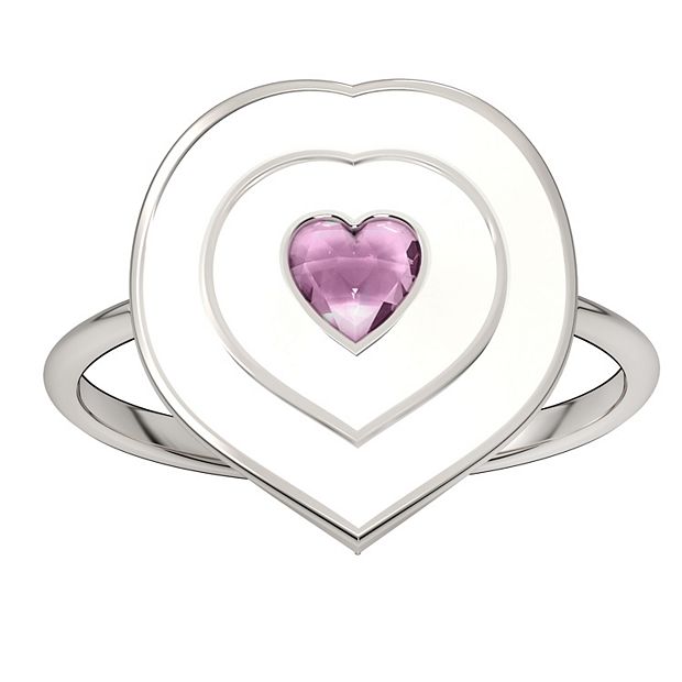 Heart Ring Lab-Created Pink Sapphire Sterling Silver