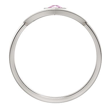 Sterling Silver Lab-Created Pink Sapphire & Enamel Heart Ring