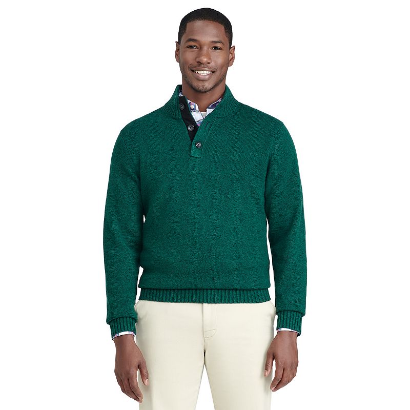 Mens IZOD Mockneck Quarter-Zip Sweater, Size: Small, Dark Green