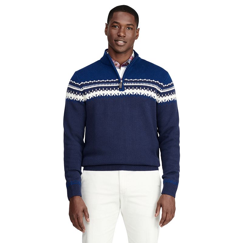 Mens IZOD Fairisle Quarter-Zip Sweater, Size: Small, Blue