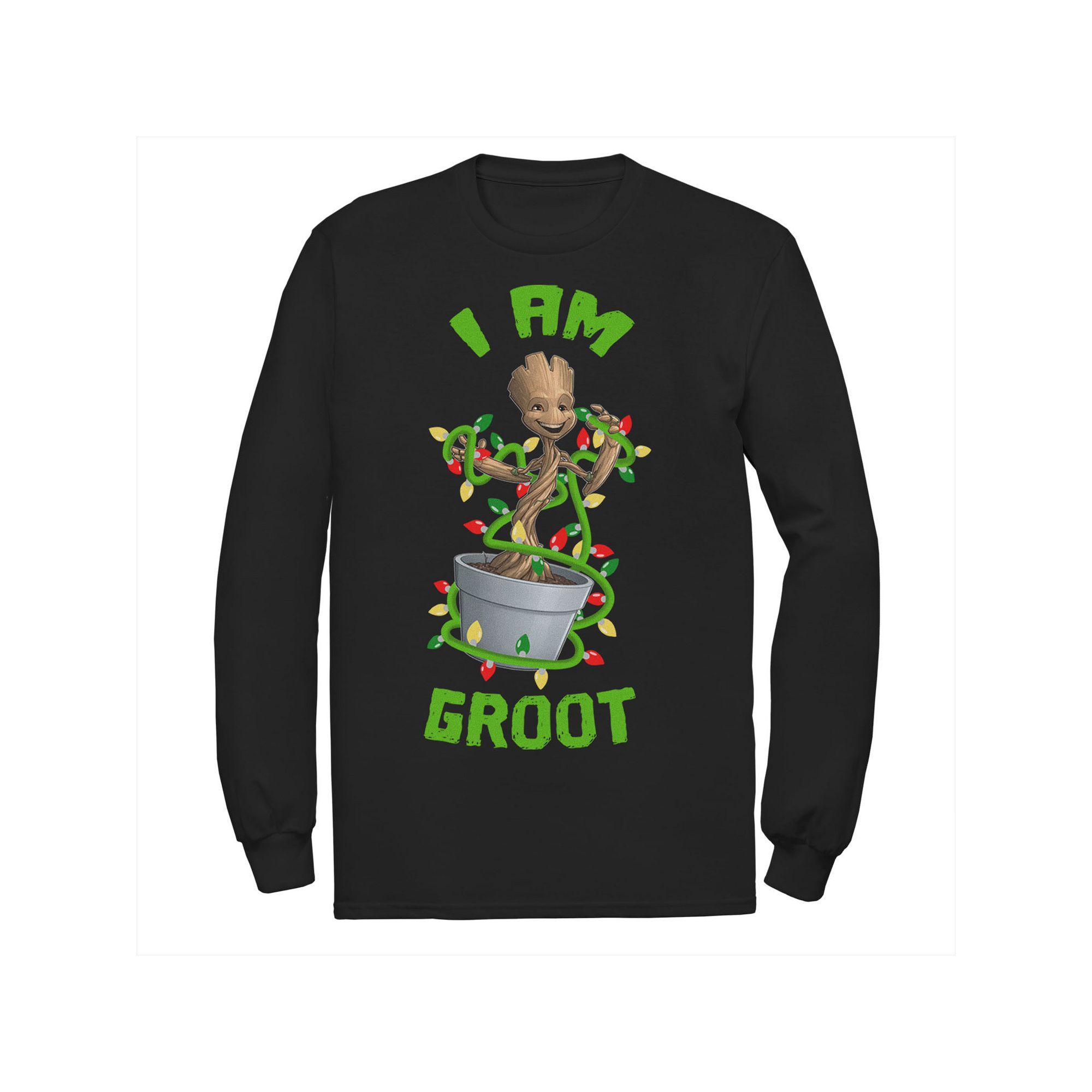 Mens Marvel Christmas I Am Groot Cartoon Tee, Boys, Size: Small, Black
