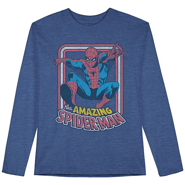 10-12 Boy's Marvel Spider-Man Red Two-Tone Long Sleeve T-Shirt Top & Beanie L 