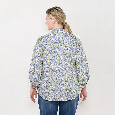 Plus Size LC Lauren Conrad Dolman Sleeve Button-Front Top