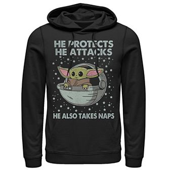 Men's Star Wars The Mandalorian The Child He Also Takes Naps Hoodie