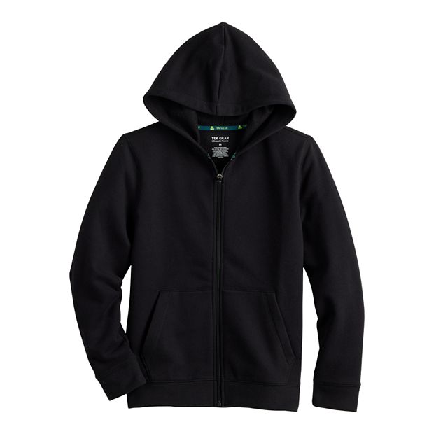 Boys Tek Gear® Ultrasoft Fleece Jacket Hoodie Full Zip Pockets Black Sz  Large