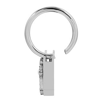 1928 Silver Tone Crystal Cross Key Chain